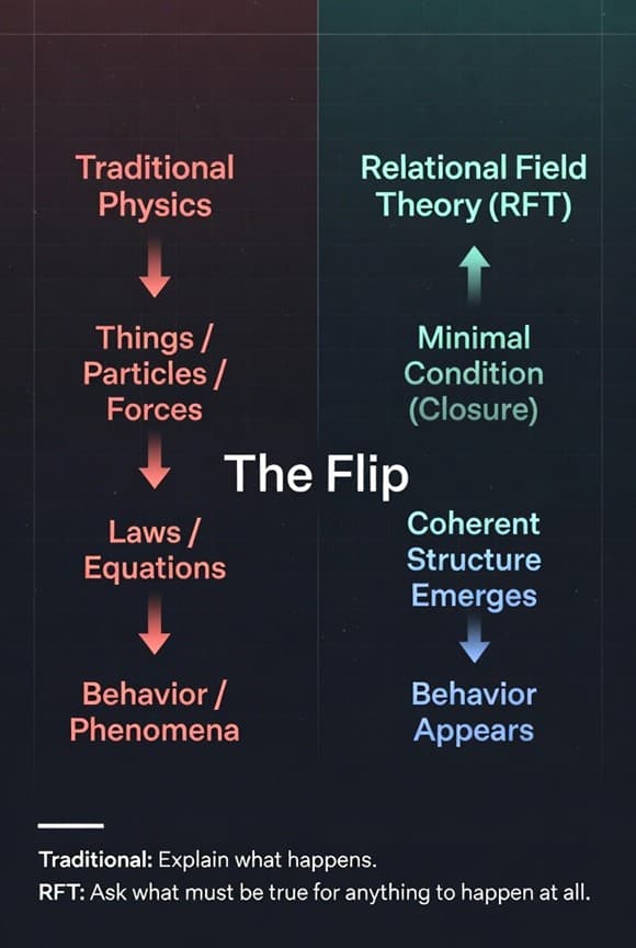 The Flip: Why Relational Field Theory Starts Where Most Physics Ends