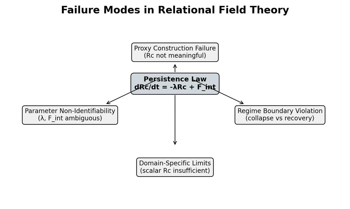 Failure Modes and Testability in Relational Field Theory